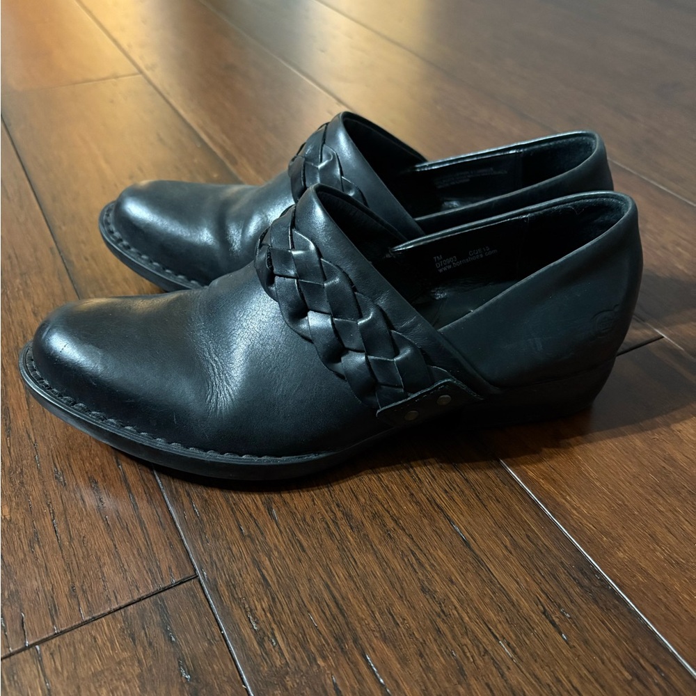 Born Women’s Black Woven Leather Loafers